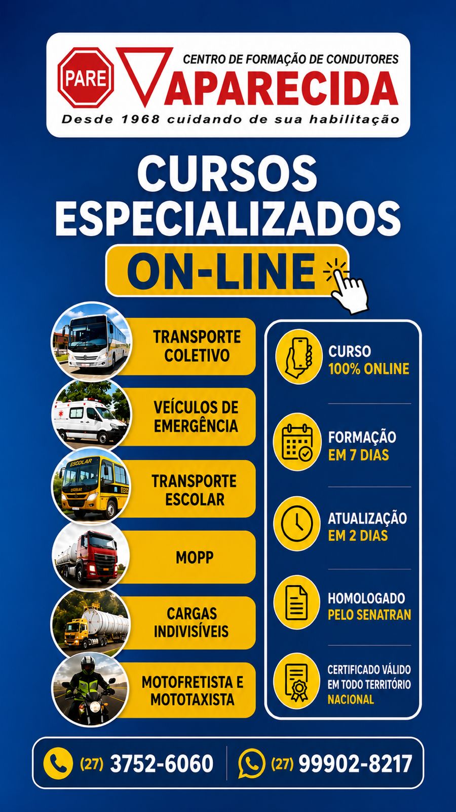 Cursos Especializados Online Autoescola Aparecida